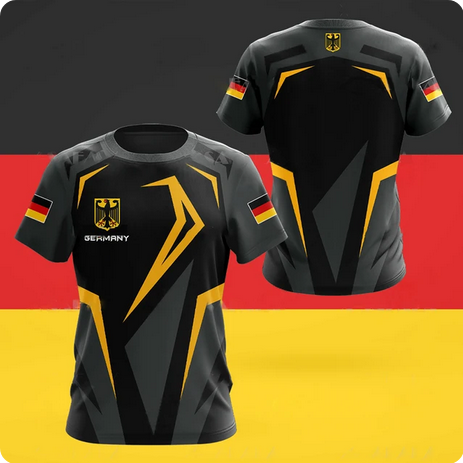 Germany Deutschland Flagge 3D-Druck T-Shirts Fussball EM Design 2