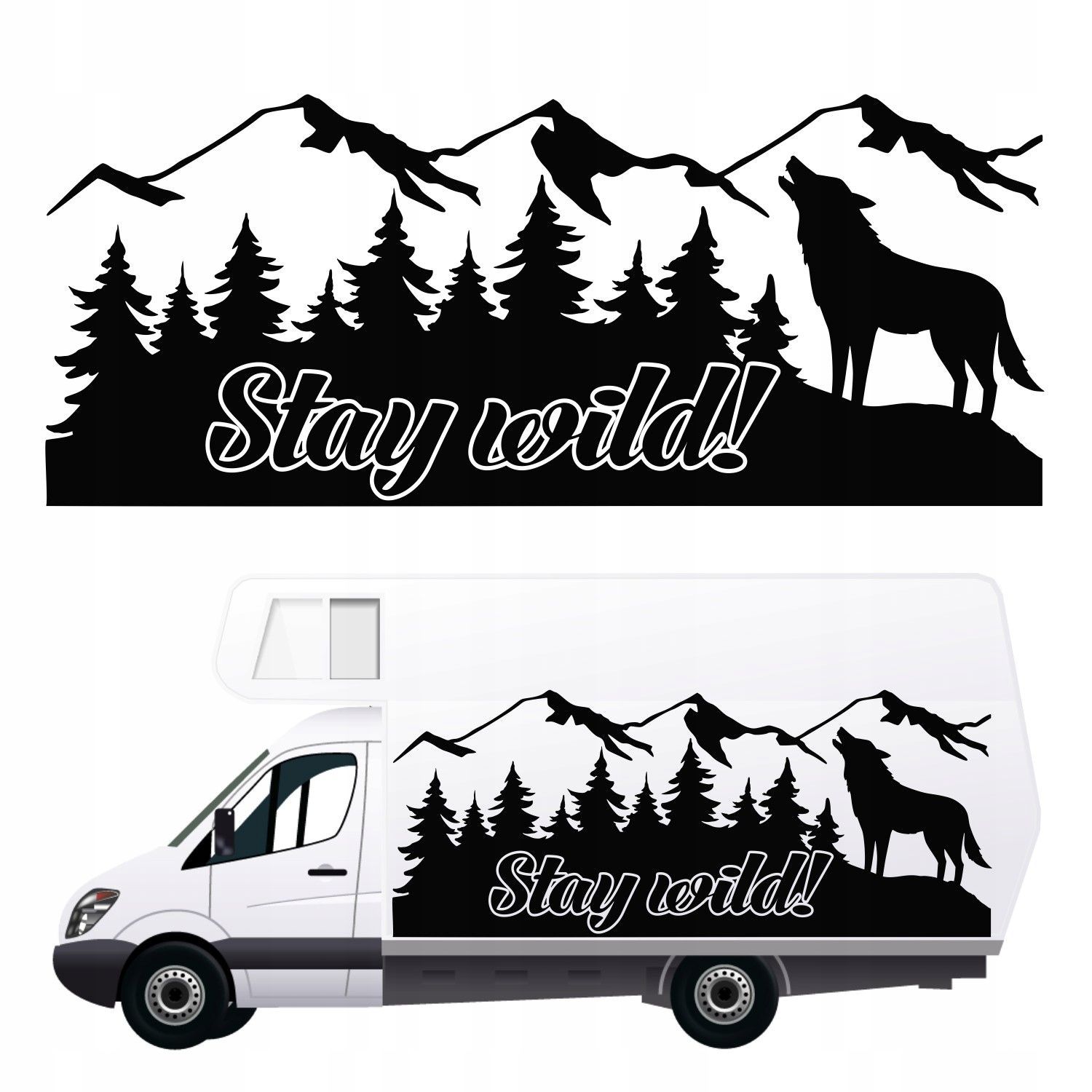 Produktbeschreibung: Aufkleber für Wohnmobil, Wohnwagen, Auto - Berge (170x70 cm) Design 5