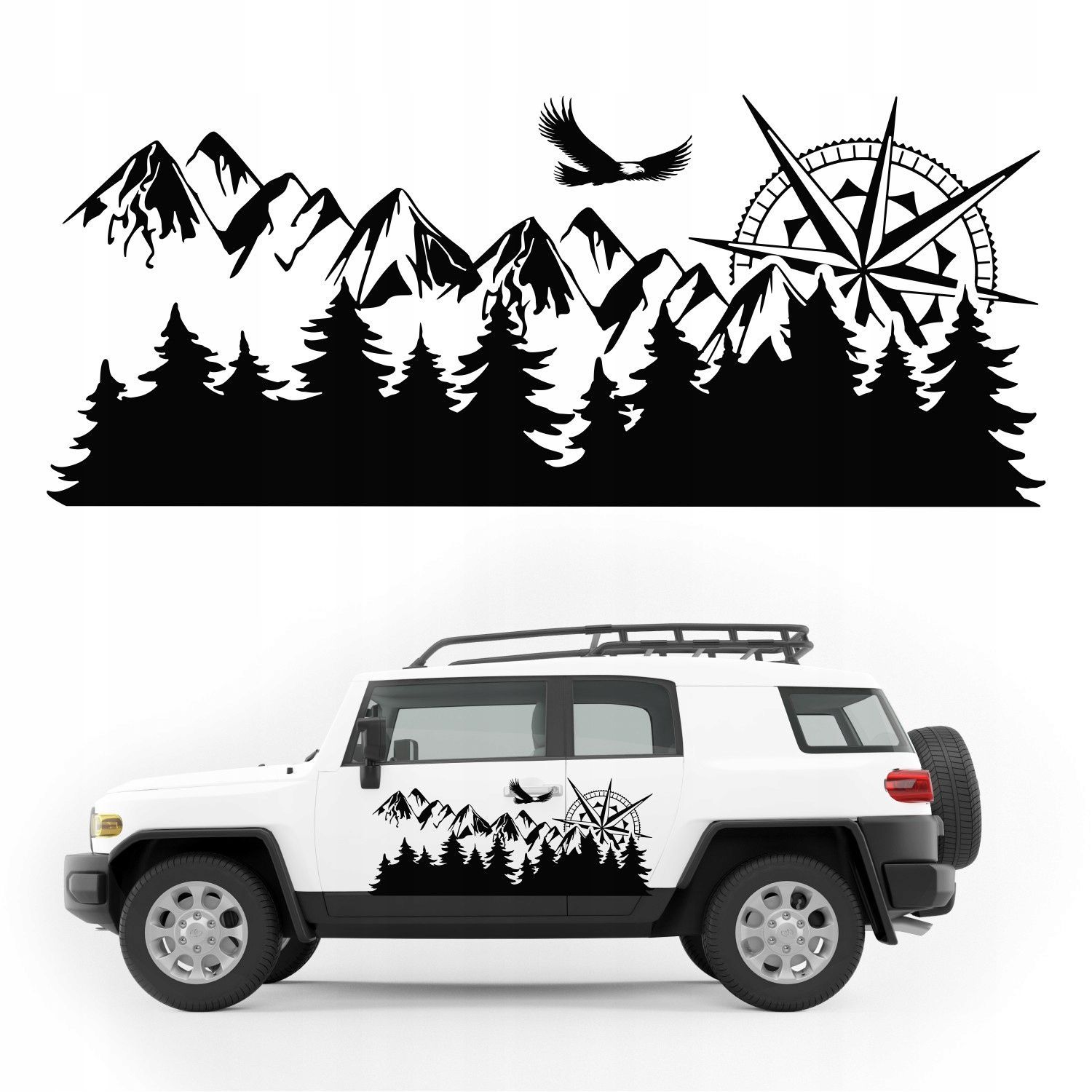 Aufkleber für Wohnmobil, Wohnwagen, Auto - Berge (120x50 cm)