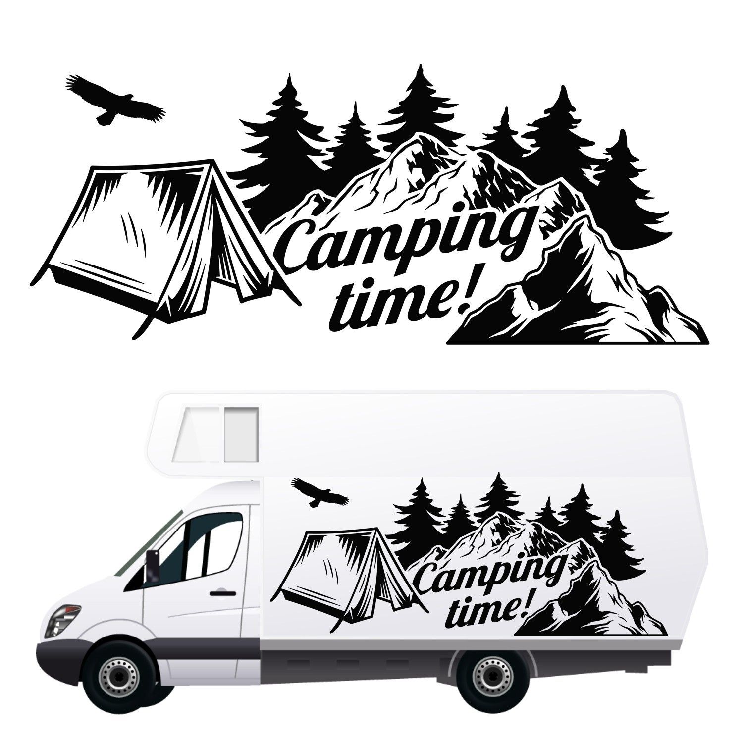 Produktbeschreibung: Aufkleber für Wohnmobil, Wohnwagen, Auto - Berge (170x70 cm) Design 3