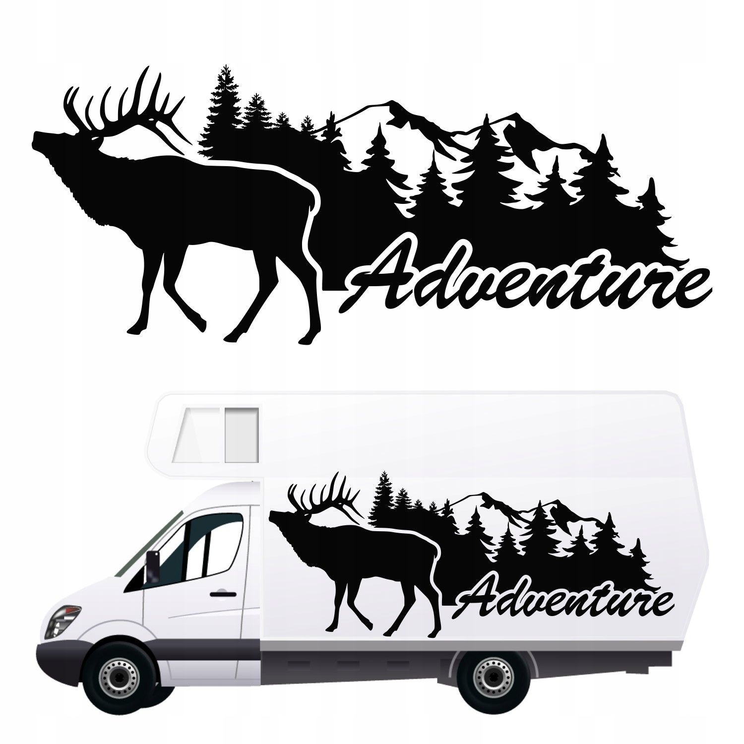 Produktbeschreibung: Aufkleber für Wohnmobil, Wohnwagen, Auto - Berge (170x70 cm) Design 11