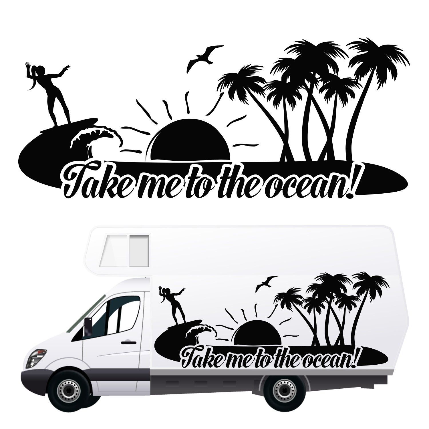 Produktbeschreibung: Aufkleber für Wohnmobil, Wohnwagen, Auto - Berge (170x70 cm) Design 9