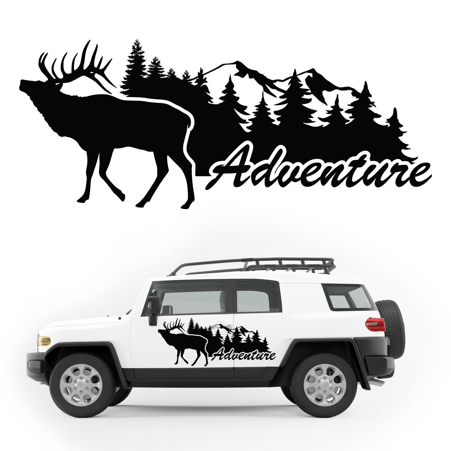 Aufkleber für Wohnmobil, Wohnwagen, Auto - Berge (120x50 cm) Design 5