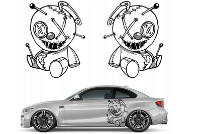 Aufkleber für Auto - Gruseliger Teddybär (62x80 cm) 2 Stück Aufkleber für Auto - Gruseliger Teddybär (62x80 cm) 2 Stück