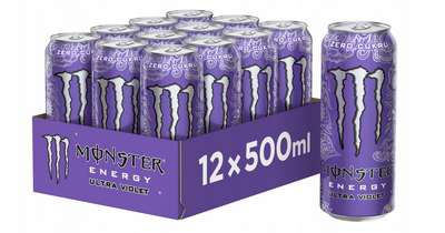 Monster Ultra Violet - Energetisches Getränk, 500ml (12er-Pack)