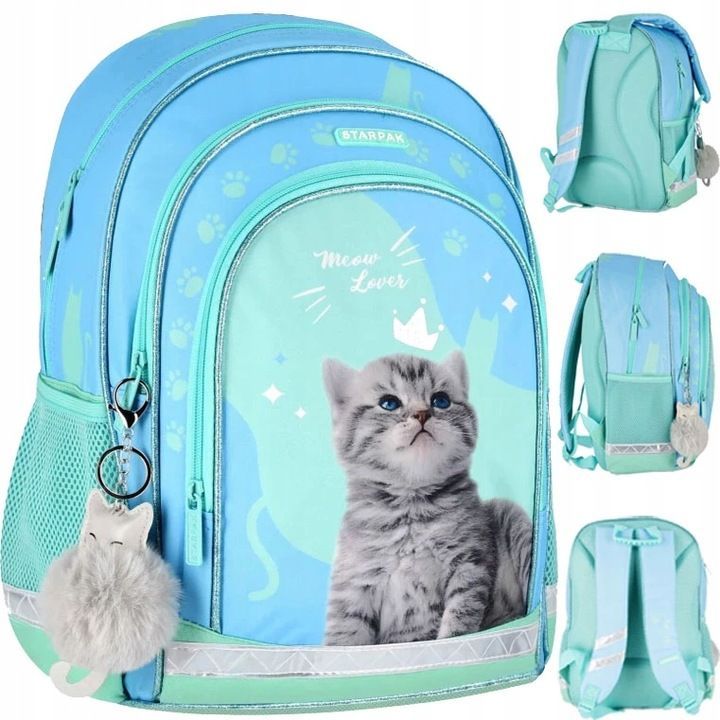 Schulrucksack für Mädchen - Katze, Klasse 1-3