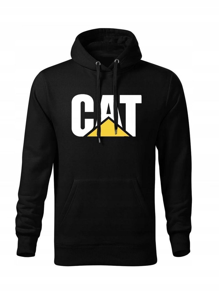 CAT Herren Kapuzenpullover - Schwarzer Baumwollpullover Design 2