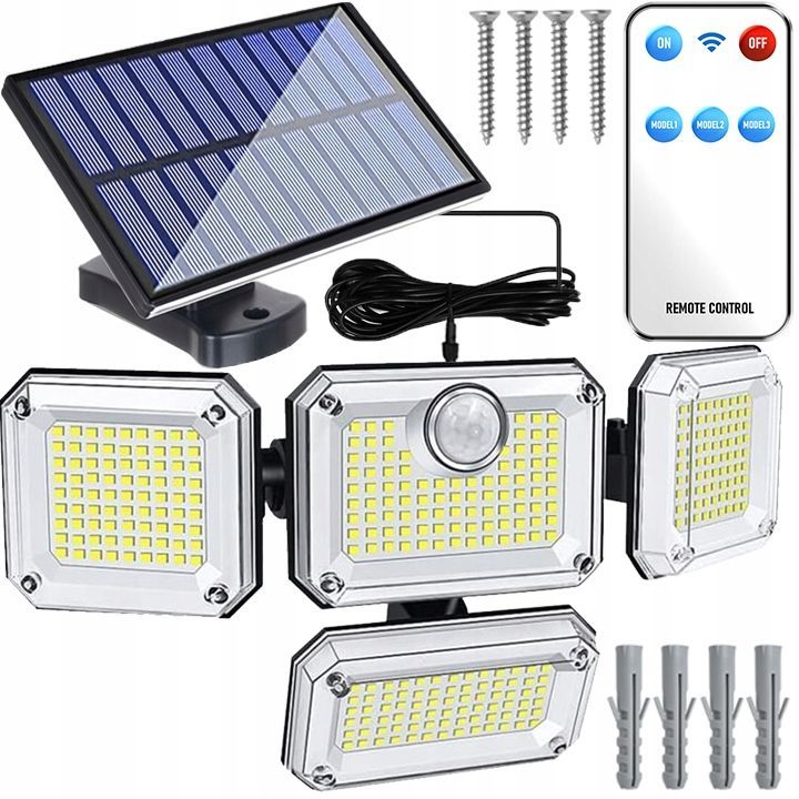 Solar LED Straßenlaterne 4-in-1 - Bewegungs- und Dämmerungssensor, Fernbedienung