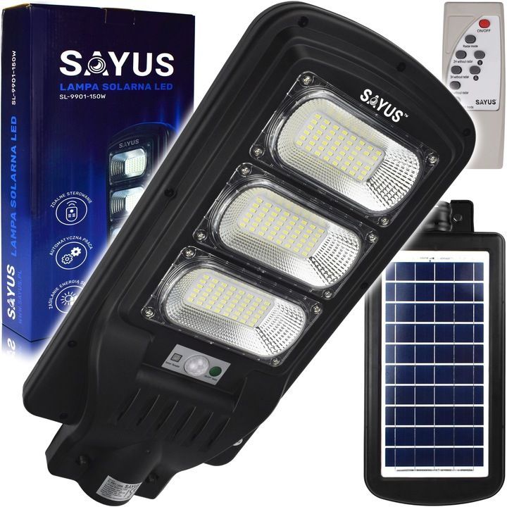 Solar LED Straßenlaterne/Gartenlaterne – Bewegungs- und Dämmerungssensor, Fernbedienung