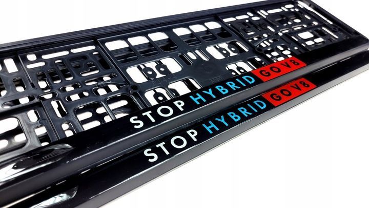 Stop Hybrid, Go V8 – Gel-Kennzeichenhalter für Audi, BMW, VW und mehr!