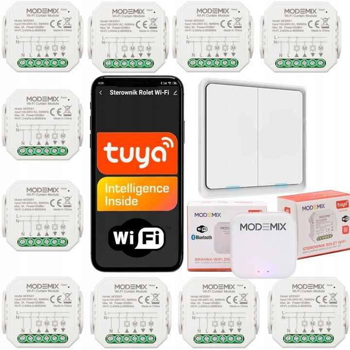 Wi-Fi Rollladensteuerung Tuya Smart – Set mit 10 Schaltern + Zigbee Gateway