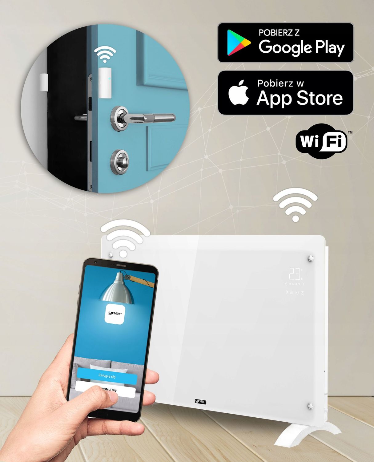 Elektrischer Glasheizkörper 2500W – WiFi-Steuerung, Timer & Energiesparmodus