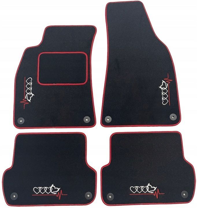 Velours-Fußmatten für Audi A4 B6/B7 (2000-2008) – S-Line + STICKEREI Handmade rot