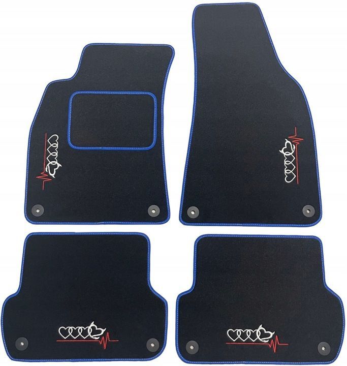Velours-Fußmatten für Audi A4 B6/B7 (2000-2008) – S-Line + STICKEREI Handmade Blau