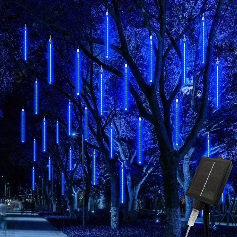 Solar-Meteor-Shower-Lichterkette – Magische Beleuchtung für Außenbereiche Blau