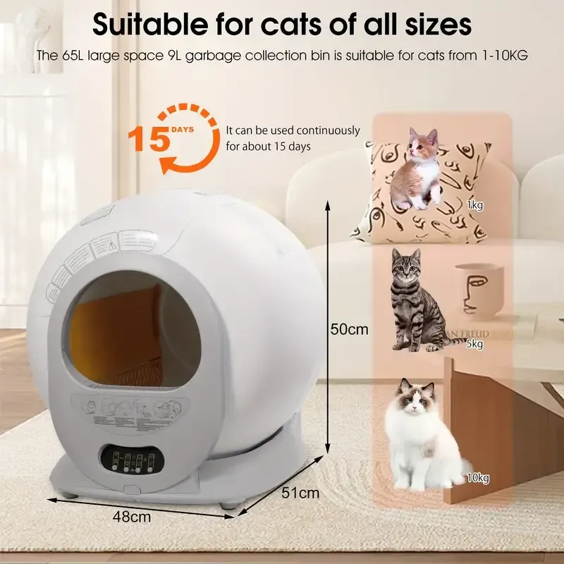 Selbstreinigende Katzentoilette mit App-Steuerung – Automatische Reinigung, Geruchsentfernung