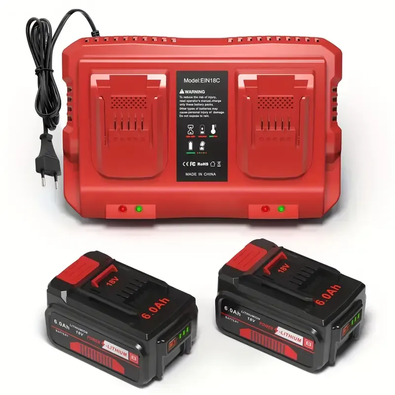 2 Stück 6.0 Ah Akkus & Doppel-Schnellladegerät für Power X-Change – Das Komplettset für Ihre Einhell-Geräte