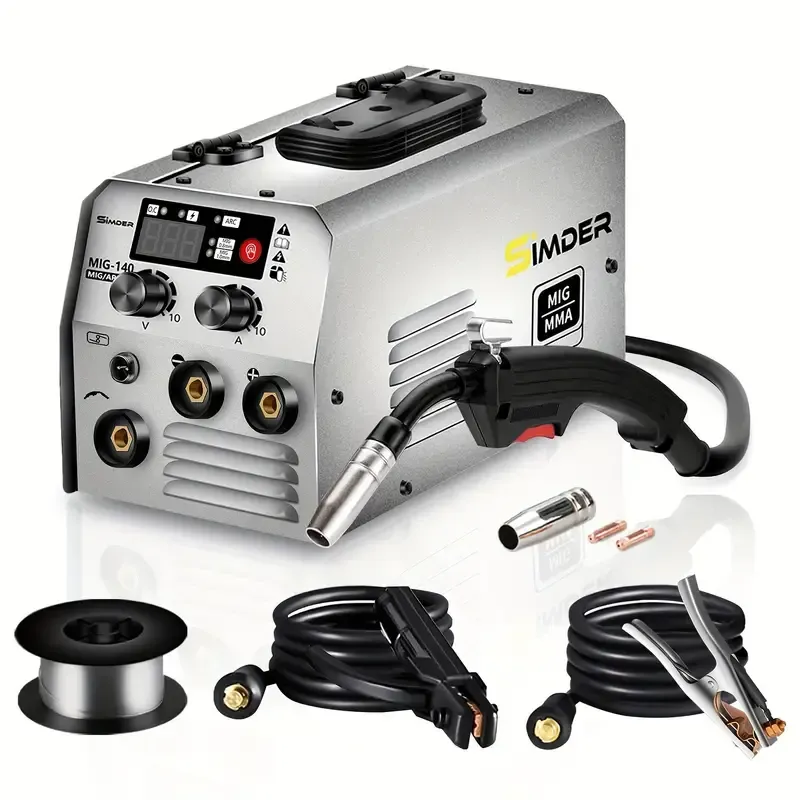 140A 2-in-1 MIG MMA Fülldraht-Schweißgerät, IGBT-Inverter, 220V Steckdose, Eurostecker, mit Elektrodenhalter