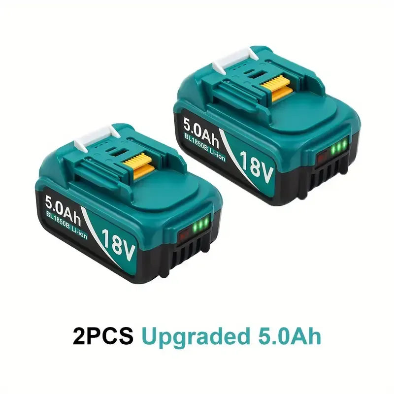 2er-Pack 18V 5.0Ah Verbesserte Wiederaufladbare Lithium-Ionen-Akkus, Kompatibel mit Makita 18V Werkzeugen und Ladegeräten
