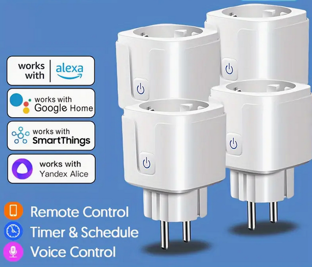 WLAN-Smart-Plug mit Energieüberwachung – 4er-Pack mit Sprachsteuerung, Fernbedienung, Timer & Zeitplan – Kompatibel mit Alexa & Google