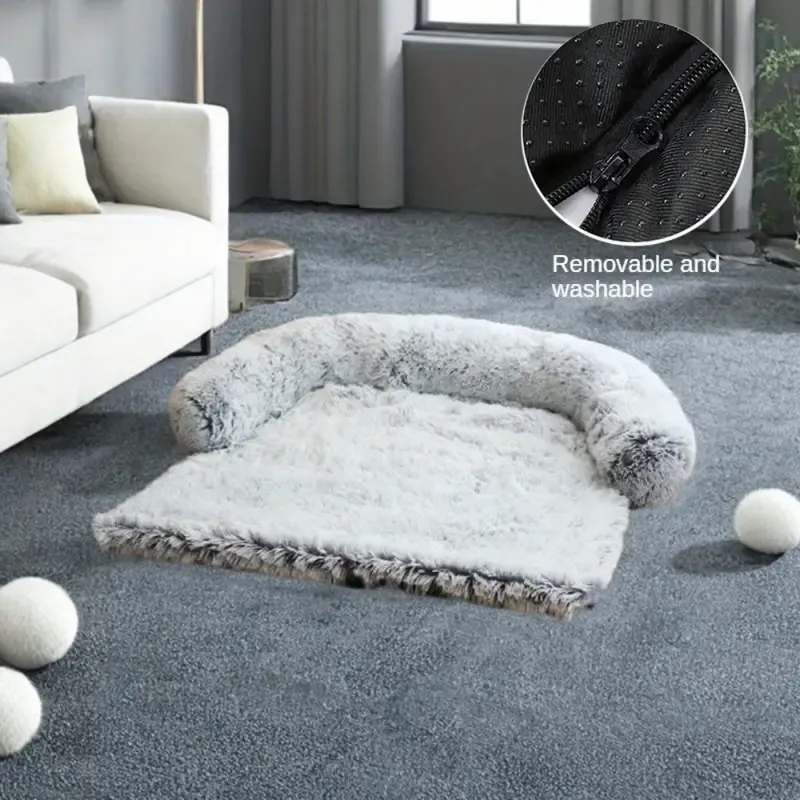 Luxuriöser Plüsch-Haustier-Sofa-Schutz 115x95x18cm grau