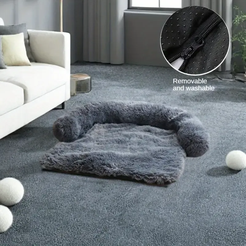 Luxuriöser Plüsch-Haustier-Sofa-Schutz 115x95x18cm dunkelgrau