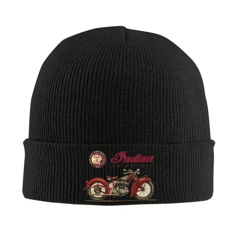 Indian Scout Motorrad Print Strickmütze – Der perfekte Mix aus Stil und Funktion für kalte Tage Indian Scout Motorrad Print Strickmütze – Der perfekte Mix aus Stil und Funktion für kalte Tage