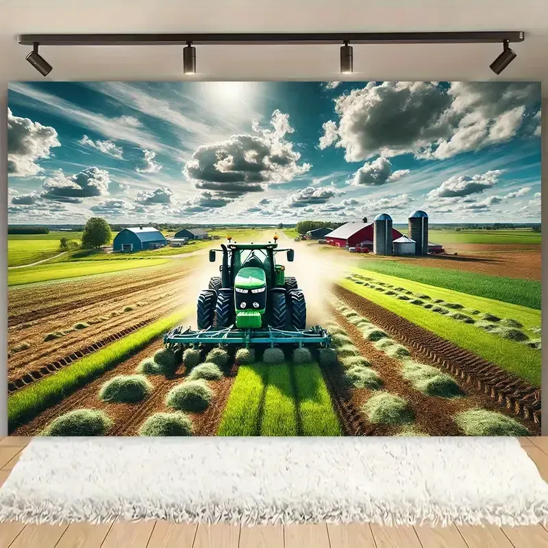 Vielseitige Bauernhof-Traktor Feldszene Wanddekoration Landwirtschaft Bauer– Rustikaler Charme für jeden Raum! 152x92cm