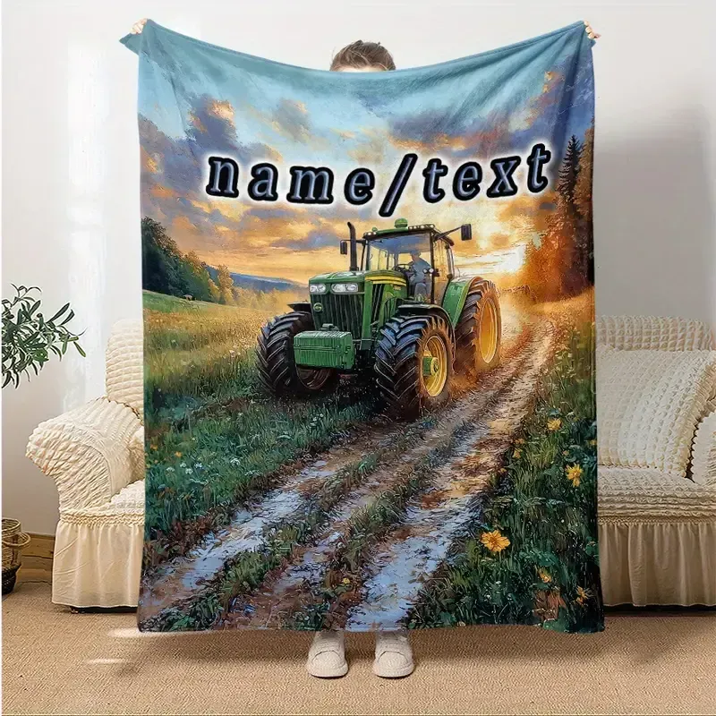 Individuelle Namens- Traktor Flanelldecke – Das perfekte persönliche Geschenk Bauer Landwirtschaft 150x200cm