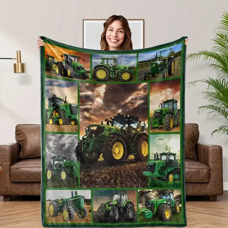 Traktor-Decke für Jungen – Flauschiger Komfort für kleine Traktor-Fans Bauer Landwirtschaft 127x152cm