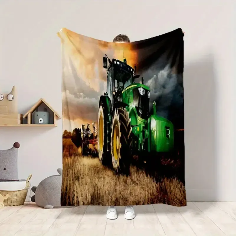 Traktor-Decke für Jungen – Flauschiger Komfort für kleine Traktor-Fans Bauer Landwirtschaft 150x200cm Design 3