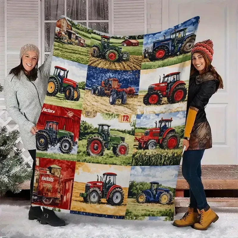 Traktor-Decke für Jungen – Flauschiger Komfort für kleine Traktor-Fans Bauer Landwirtschaft 150x200cm Design 5