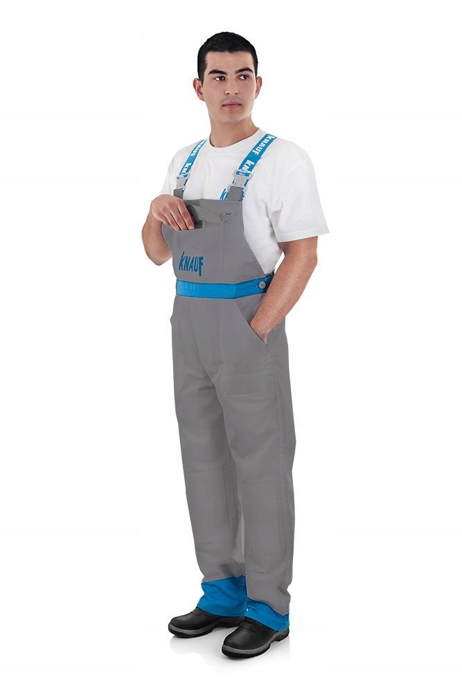 Knauf Arbeitsoverall Grau mit Dreifachnähten – Robuste Latzhose für Profis grau