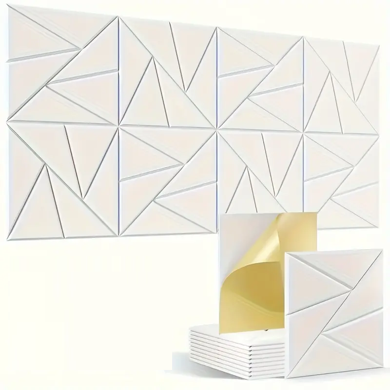 12er-Pack Selbstklebende Wandpaneele - Akustikdämmung aus Polyesterfaser  23 x 23 x 1 cm weiss
