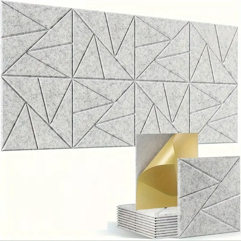 12er-Pack Selbstklebende Wandpaneele - Akustikdämmung aus Polyesterfaser  23 x 23 x 1 cm grau