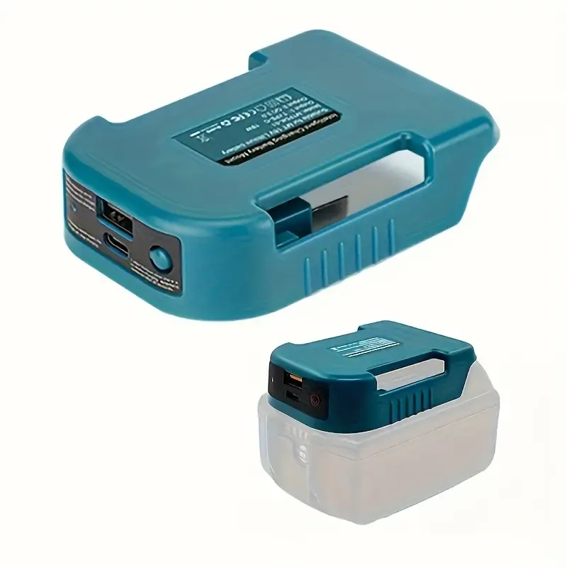 Akku-Adapter für 18-V-Lithiumbatterien von Makita – Tragbare Schnellladestation mit 5-V-USB- und 18-W-Typ-C-Anschluss