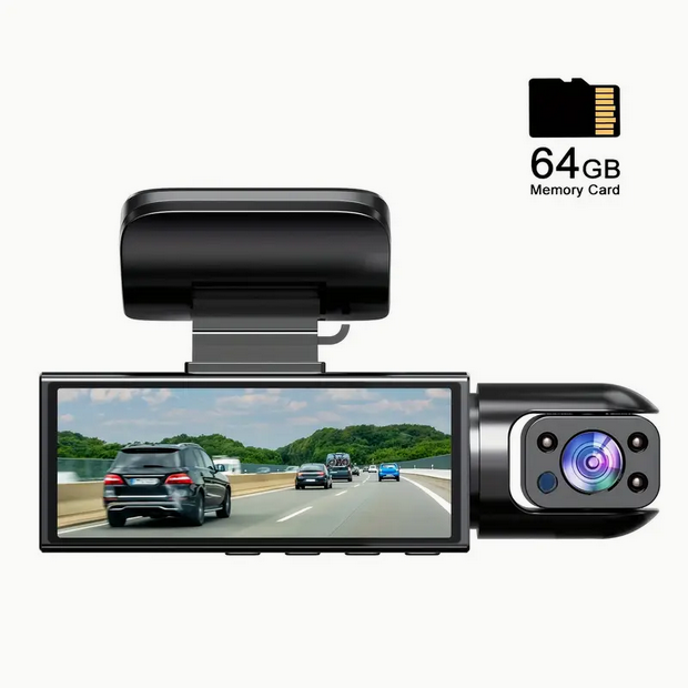 Dashcam 3.16-Zoll IPS Dual-Recording A9 Fahrrecorder (Front- und Innenkamera, inkl. 64GB Speicherkarte)