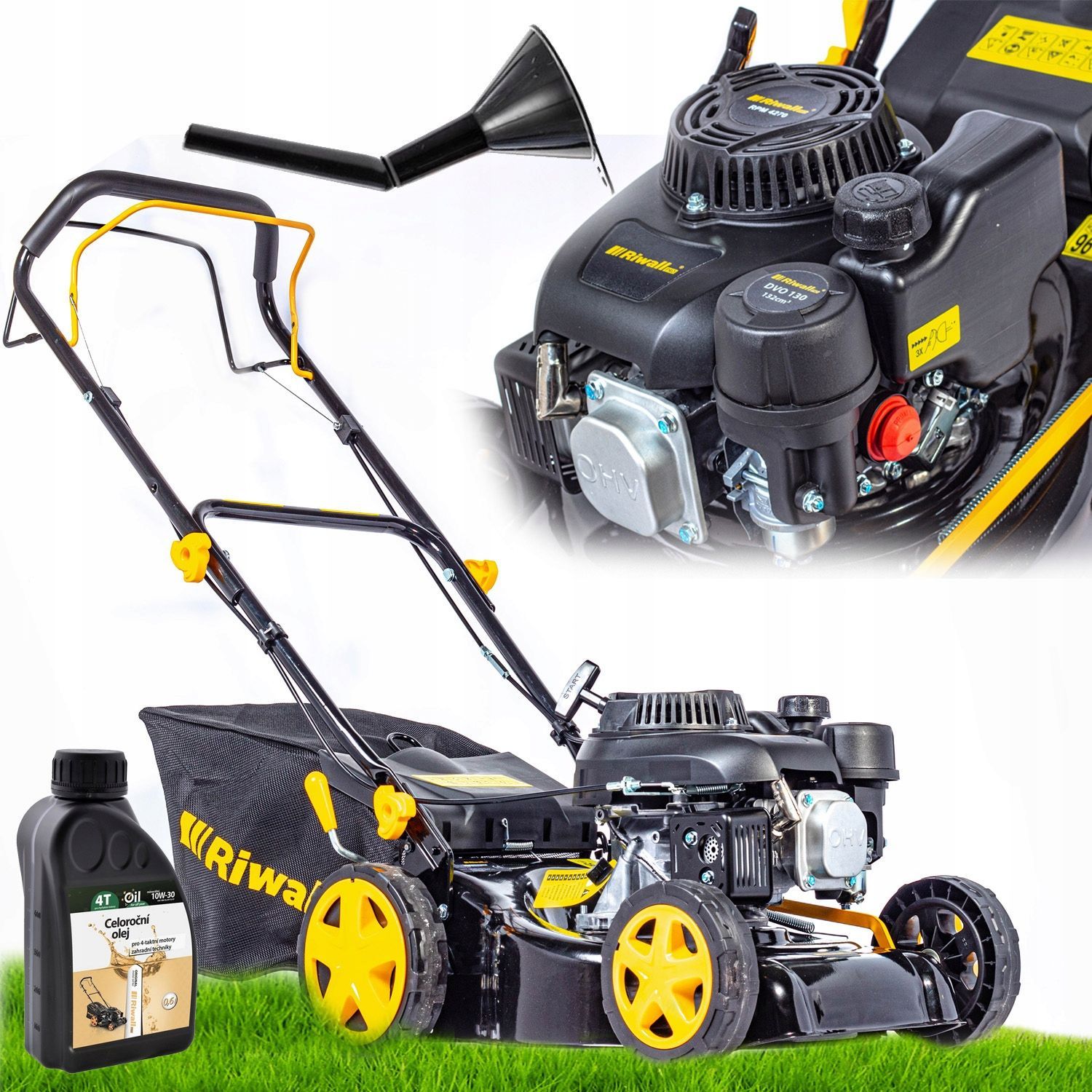 Riwall Pro 4270 – Benzin-Rasenmäher mit Antrieb, 7 PS, 40 cm Schnittbreite