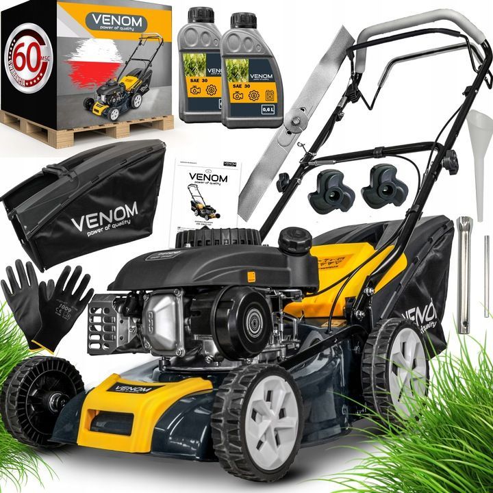Venom Benzin-Rasenmäher 41 cm mit 9-in-1 XXL-Set – Leistungsstarker 8,5 PS Motor mit Antrieb​