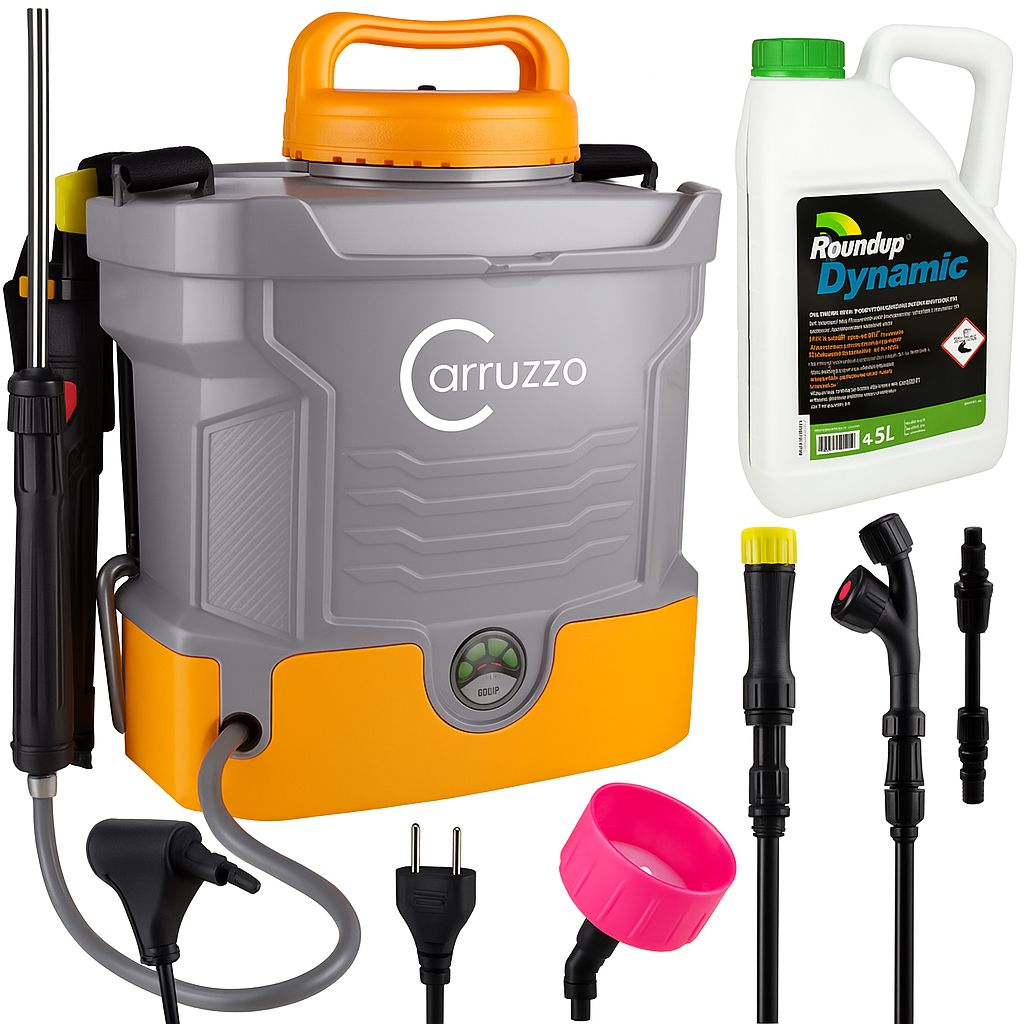 Elektrischer Rückensprühgerät (5 l) & Roundup Dynamic 613 SL 5 l – Komplettes Set zur effektiven Unkrautbekämpfung