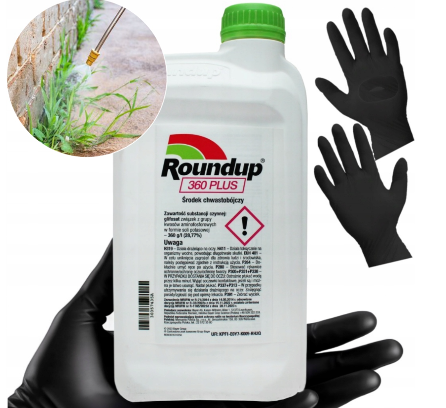 Roundup 360 Plus 1L Set mit Handschuhe– Effektiver Unkrautvernichter für Haus & Garten