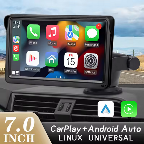 7-Zoll CarPlay & Android Auto Multimedia-Player – Modell B5300 | Tragbares Autoradio mit Touchscreen