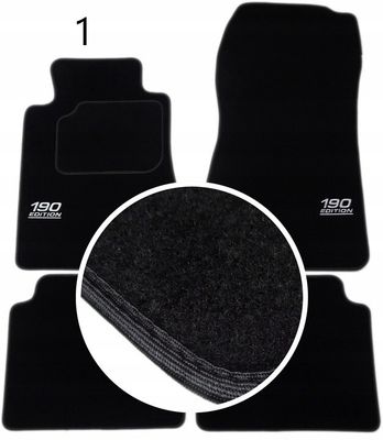 Handmade Premium Fußmatten Velour SET FARBWAHL für MERCEDES 190 W201 + STICKEREI Handmade Premium Fußmatten Velour SET FARBWAHL für MERCEDES 190 W201 + STICKEREI