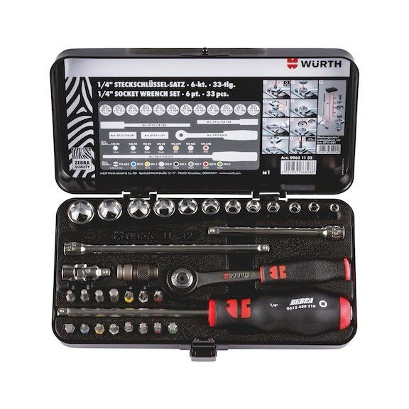 WÜRTH WURTH 1/4 Zoll Steckschlüssel Sortiment 6-kant 33-teilig 09651132060 WÜRTH WURTH 1/4 Zoll Steckschlüssel Sortiment 6-kant 33-teilig 09651132060