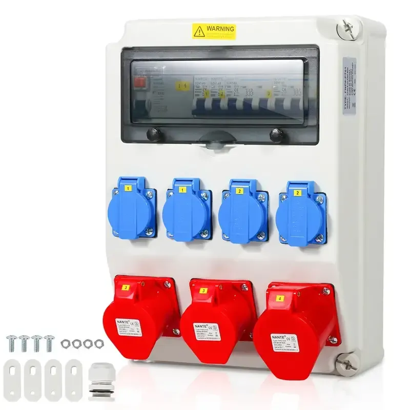 Power Box Outdoor - Elektrische Steckdosenbox mit Schutzschaltern, 1x32A, 2x16A, 4x230V, mit LS & FI-Schutz Baustromverteiler Wandverteiler Power Box Outdoor - Elektrische Steckdosenbox mit Schutzschaltern, 1x32A, 2x16A, 4x230V, mit LS & FI-Schutz Baustromverteiler Wandverteiler