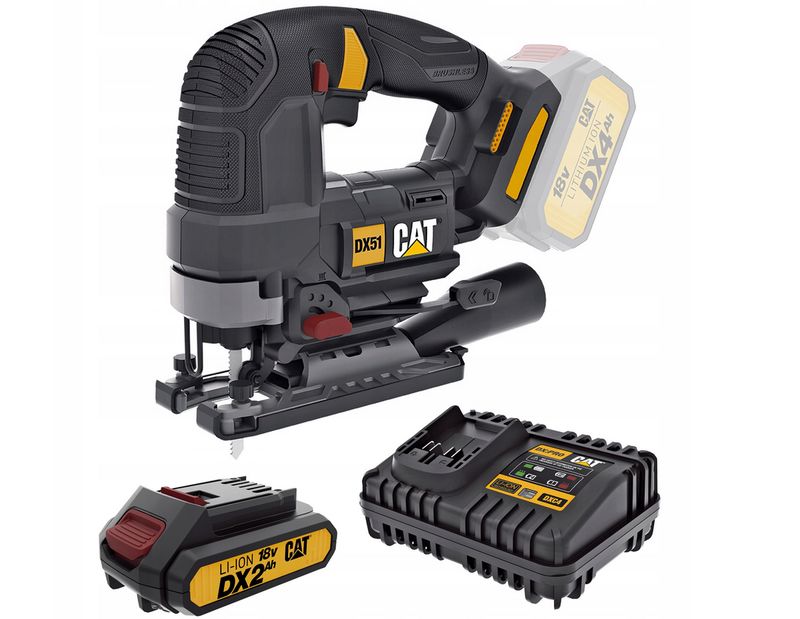 Bürstenlose Akku-Stichsäge Pendelstichsäge CAT DX51B + 2Ah Akku + Ladegerät Starter Set