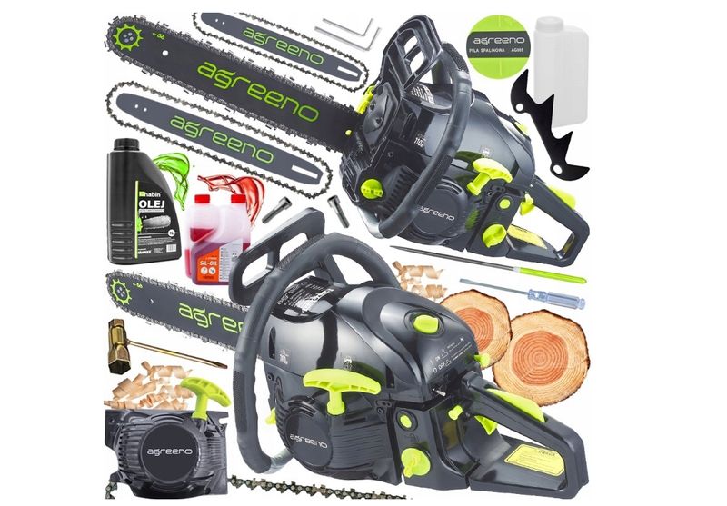 AGREENO Forst – Die ultimative Benzin-Kettensäge für 2024 XXL Starter Set