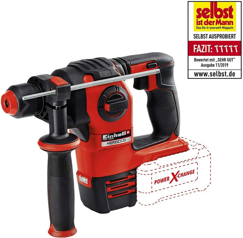 Einhell Akku-Bohrhammer HEROCCO Power X-Change (Li-Ion, 18 V, 2.2 Joule, 18 Nm, bürstenloser Motor, pneumatisches Schlagwerk, SDS+ Werkzeugaufnahme, inkl. E-Box, ohne Akku und Ladegerät)