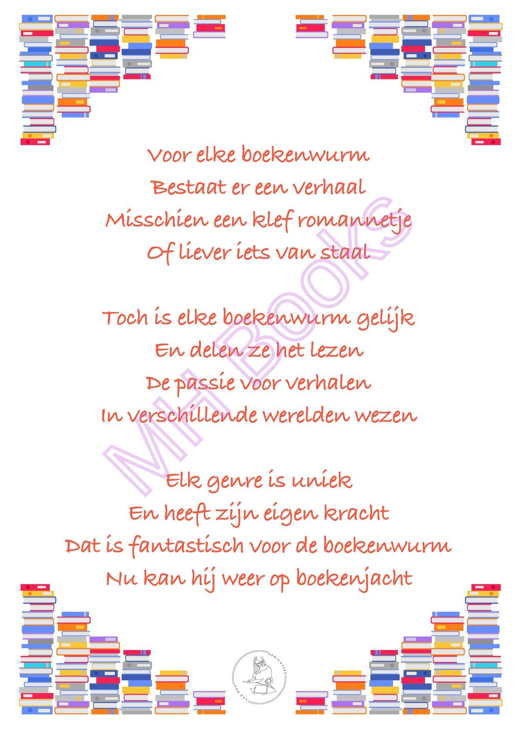 Kaartje 'Boekenwurm'