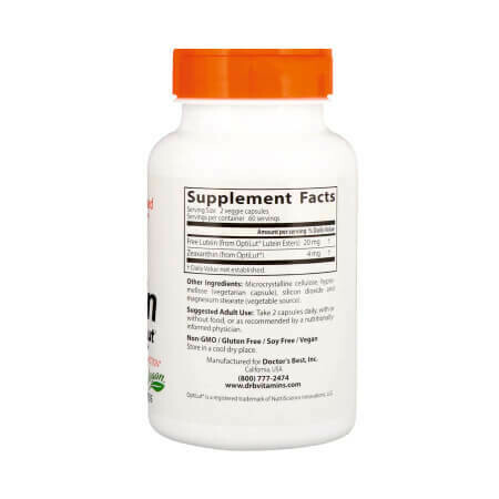 Помощь глазам Doctor's Best, Lutein with OptiLut, 10 мг